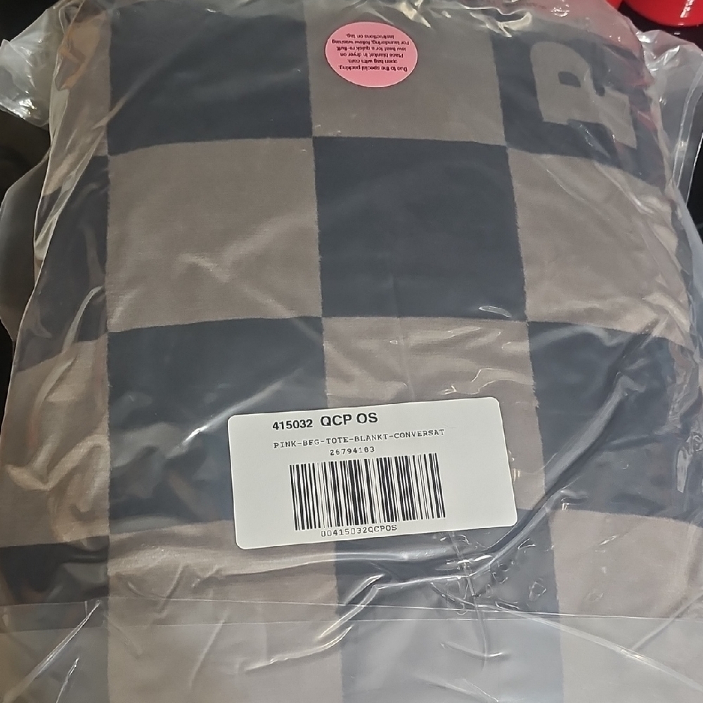 PINK Victoria's Secret Checkered Blanket - Black and Gray
